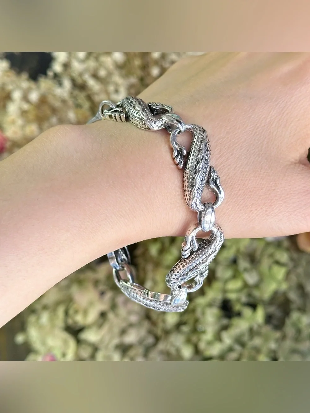Men’s 925 Sterling Silver Dragon Link Bracelet